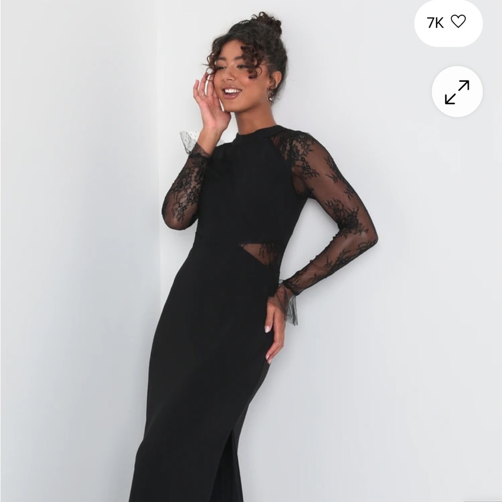 Black Evening Gown with Lace detailing